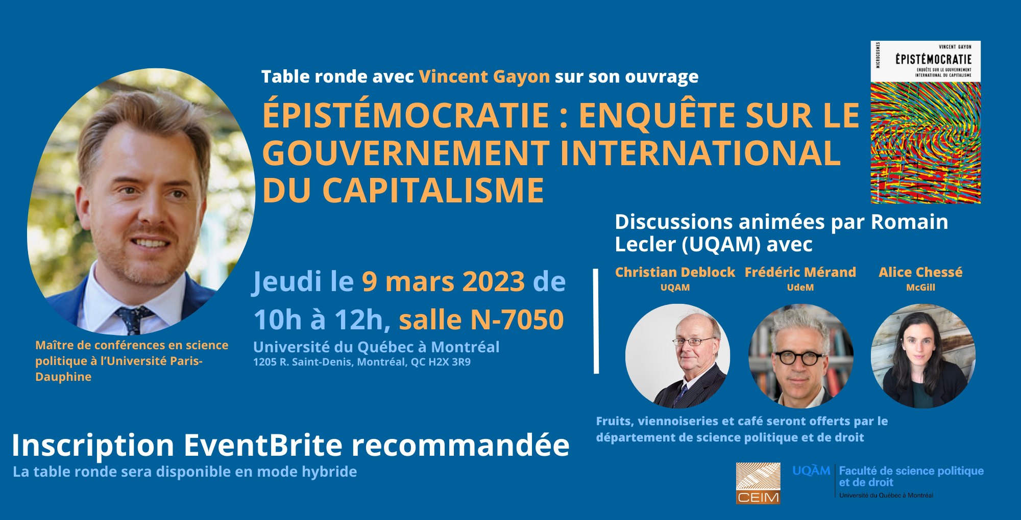 Table Ronde avec Vincent Gayon sur son ouvrage “Épistémocratie : enquête sur le gouvernement international du capitalisme”