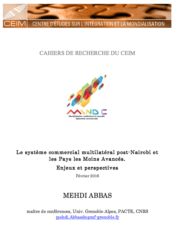 Le système commercial multilatéral post-Nairobi et les Pays les Moins Avancés. Enjeux et perspectives