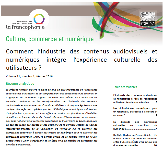 Comment l'industrie des contenus audiovisuels et numériques intègre l'expérience culturelle des utilisateurs ?