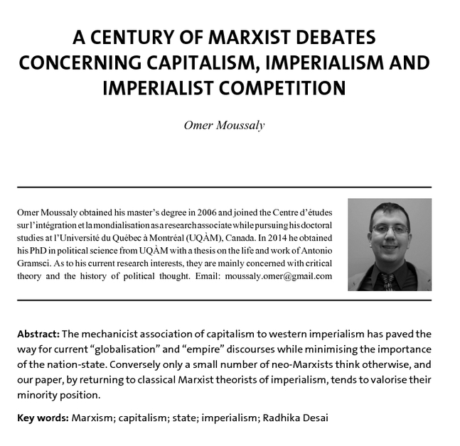 A Century of Marxist Debates Concerning Capitalism, Imperialism and Imperialist Competition