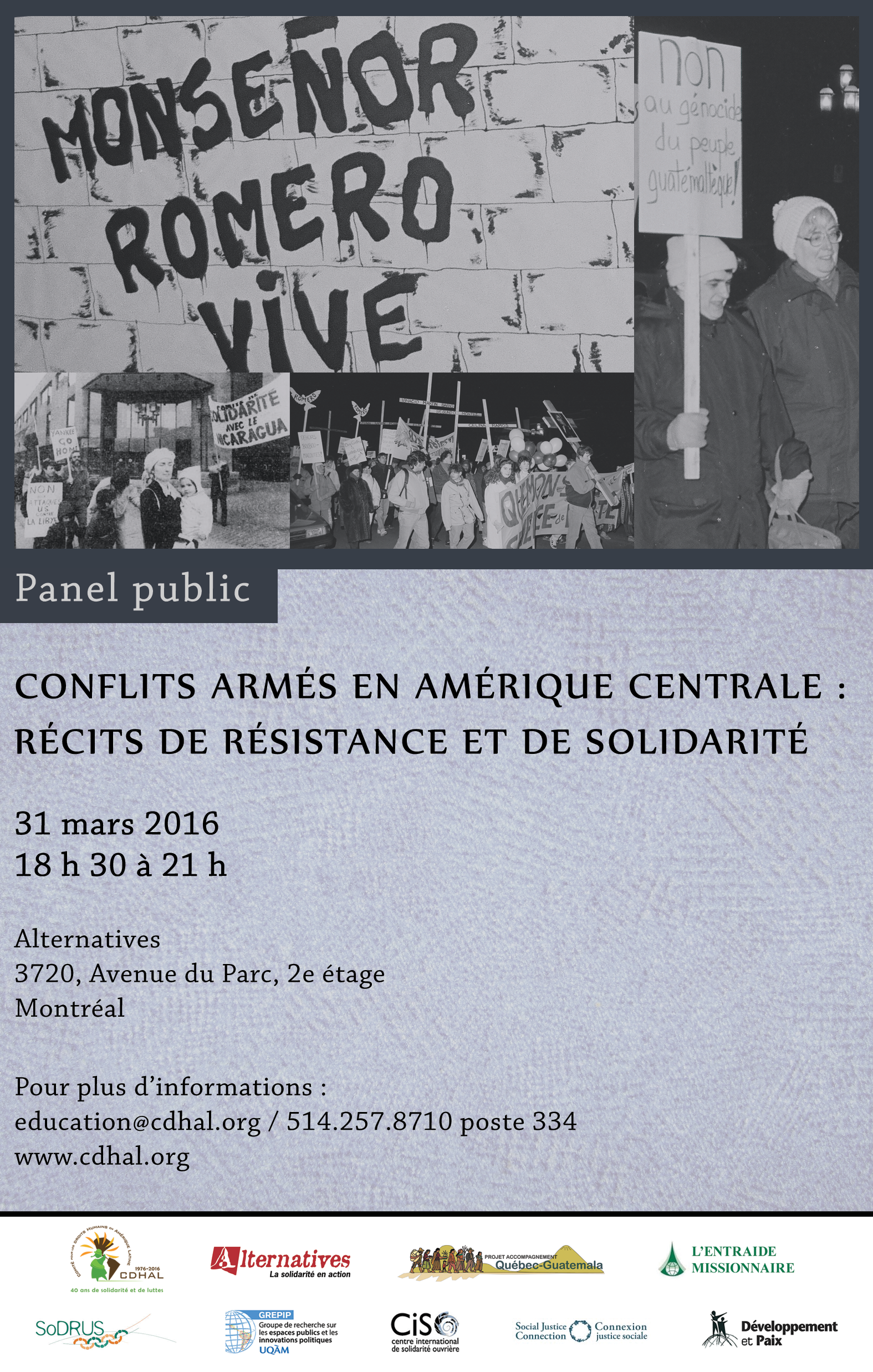 Panel public : Conflits armés en Amérique centrale : récits de résistance et de solidarité