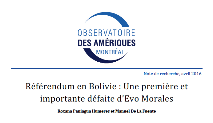Référendum en Bolivie : Une première et importante défaite d'Evo Morales
