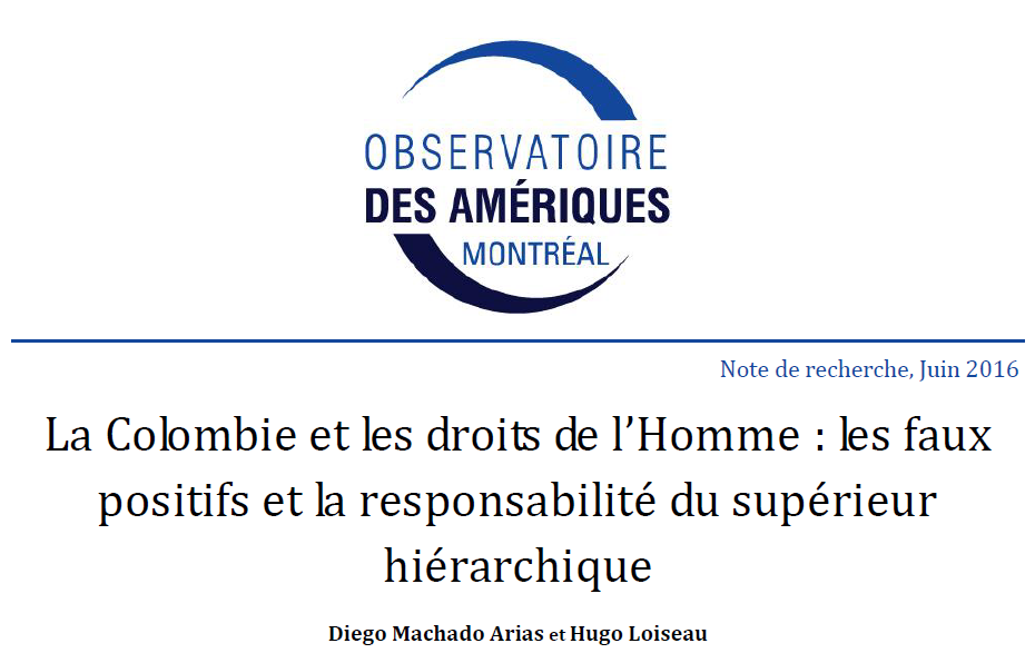 La Colombie et les droits de l'Homme : les faux positifs et la responsabilité du supérieur hiérarchique