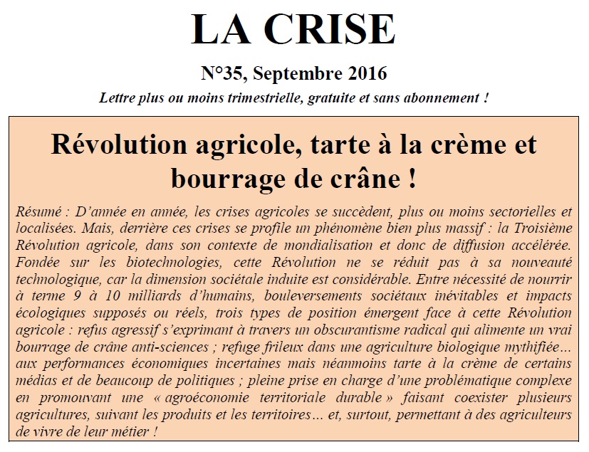 Révolution agricole, tarte à la crème et bourrage de crâne !