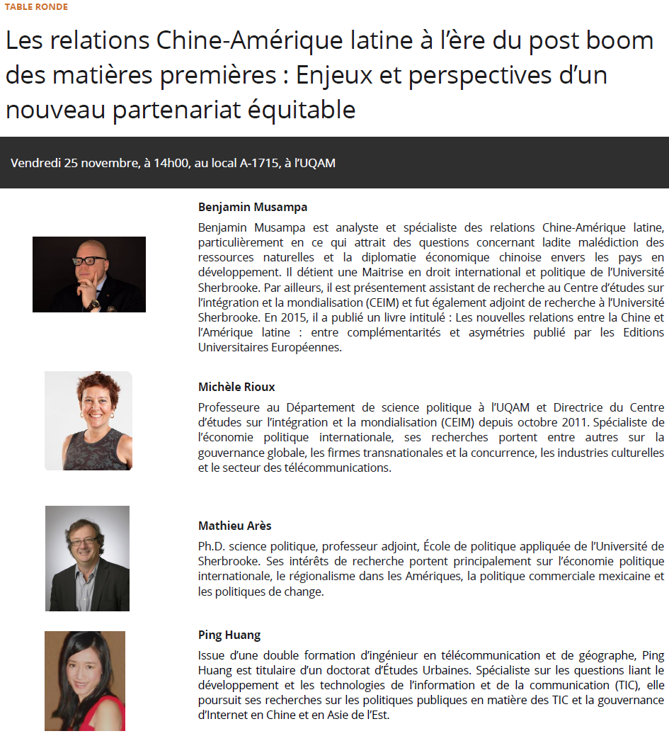 Les relations Chine-Amérique latine à l'ère du post boom des matières premières : Enjeux et perspectives d'un nouveau partenariat équitable