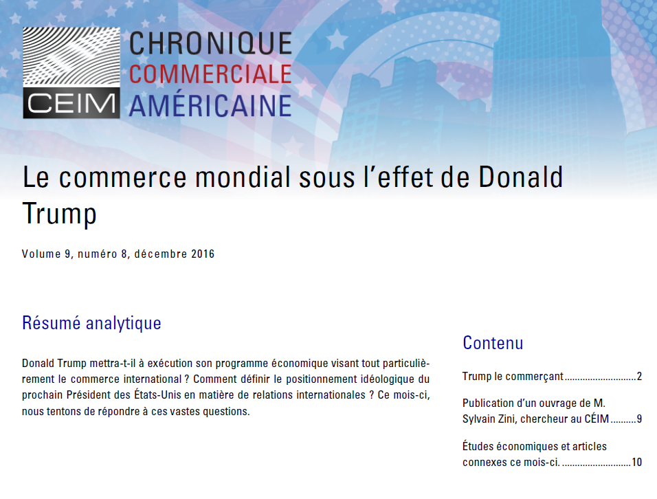 Le commerce mondial sous l'effet de Donald Trump