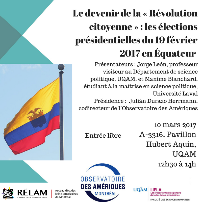 Le devenir de la « Révolution citoyenne » : les élections présidentielles du 19 février 2017 en Équateur