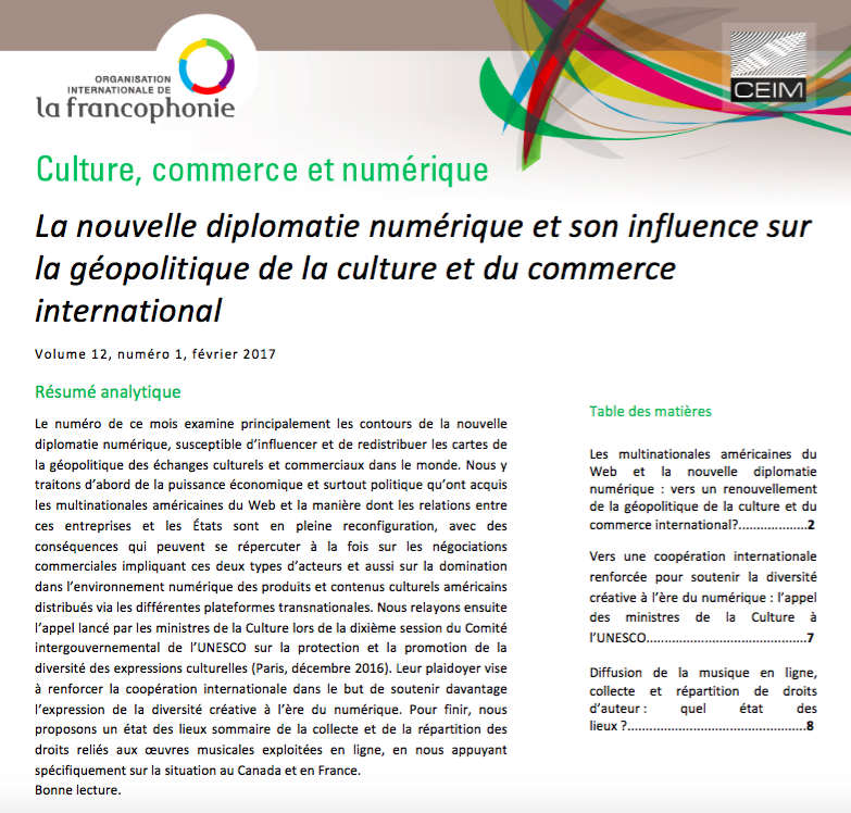 La nouvelle diplomatie numérique et son influence sur la géopolitique de la culture et du commerce international 