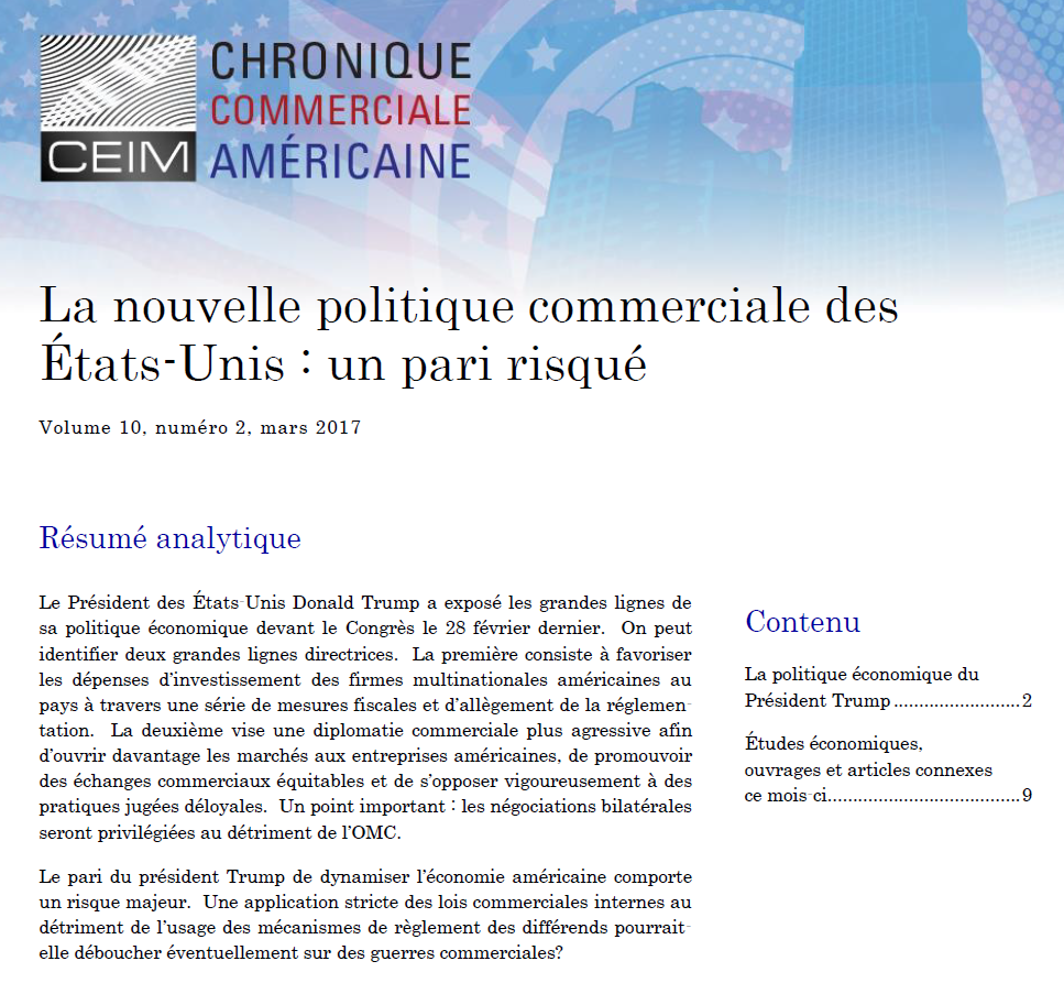 La nouvelle politique commerciale des États-Unis : un pari risqué
