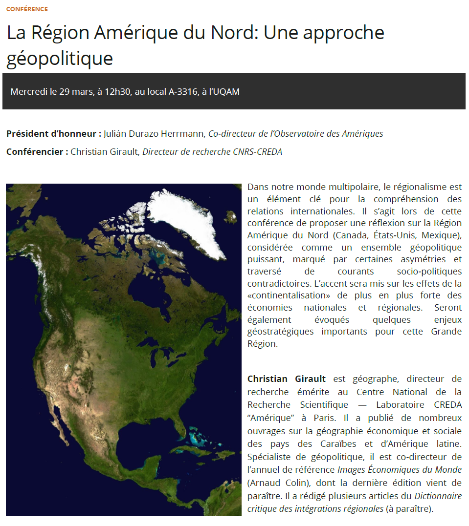 La Région Amérique du Nord : Une approche géopolitique