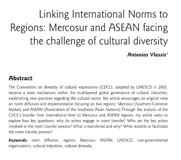 Linking International Norms to Regions : Mercosur and ASEAN facing the challenge of cultural diversity
