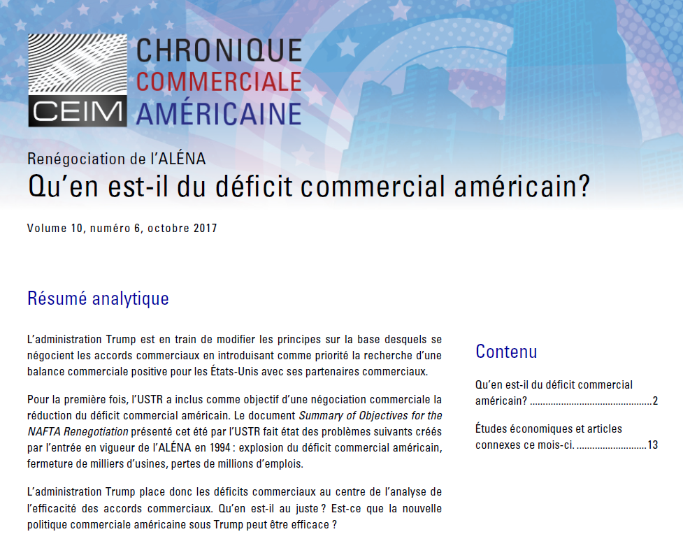 Qu'en est-il du déficit commercial américain ?