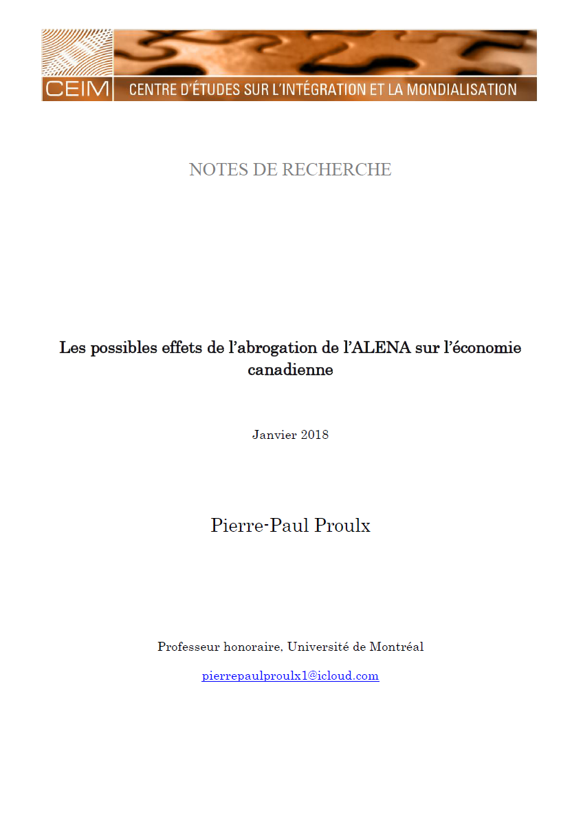 Les possibles effets de l'abrogation de l'ALENA sur l'économie canadienne