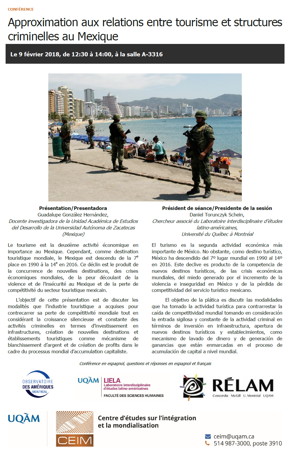 Approximation aux relations entre tourisme et structures criminelles au Mexique