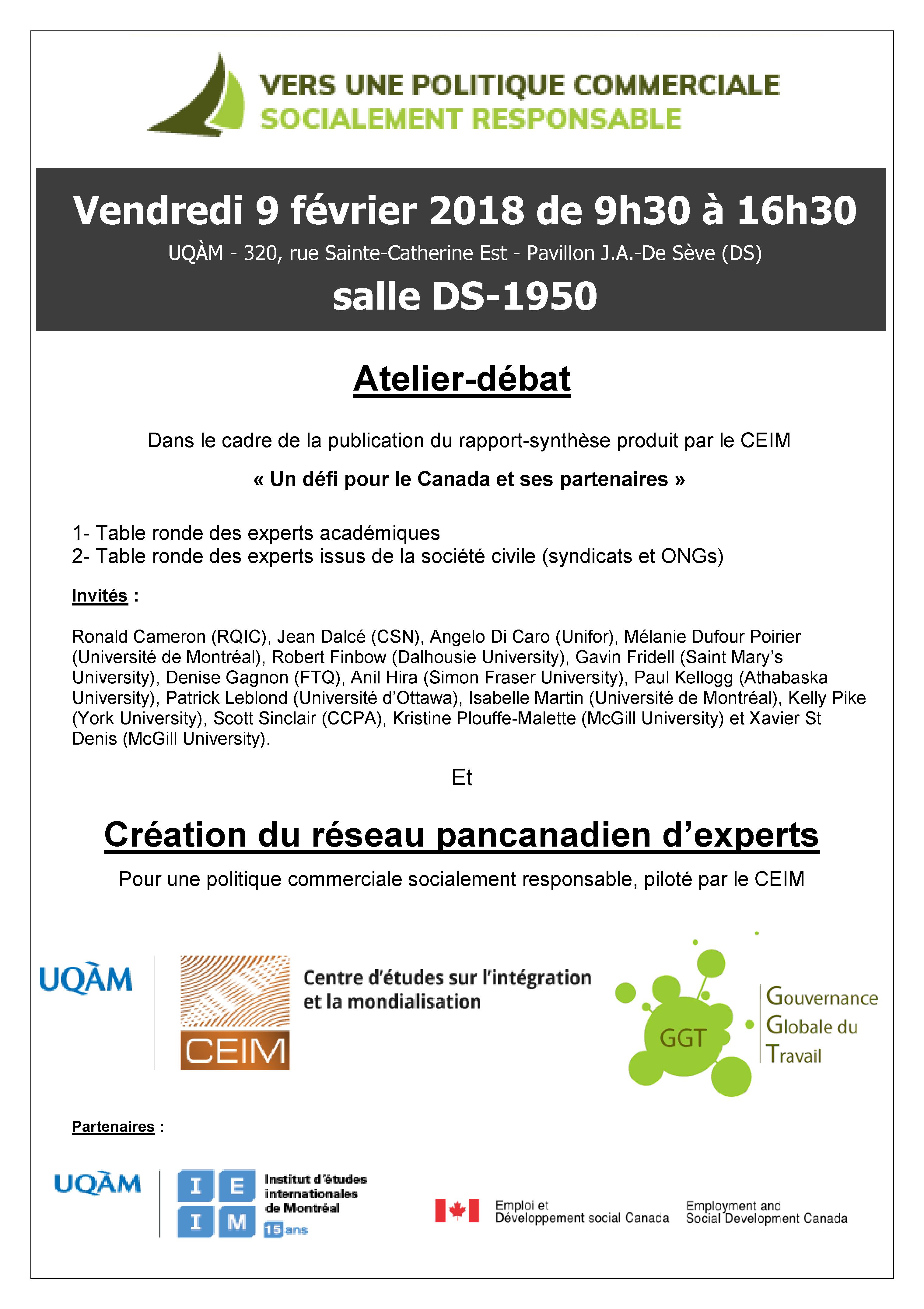 Atelier-débat et lancement du réseau pancanadien d'experts