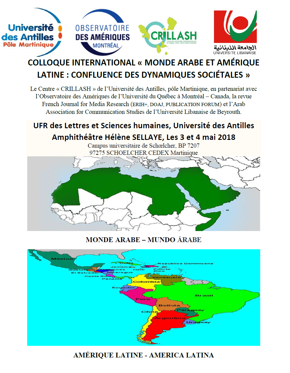 Colloque international « monde arabe et amérique latine : confluence des dynamiques sociétales »
