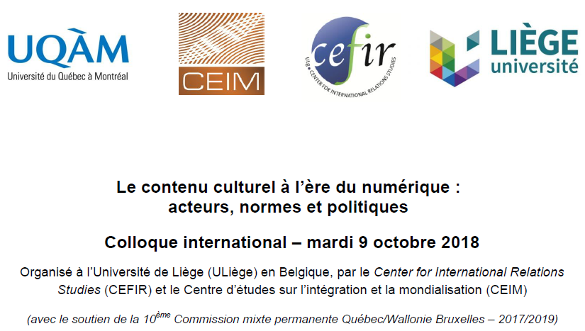 Le contenu culturel à l'ère du numérique : acteurs, normes et politiques