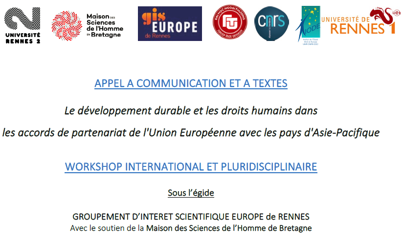 Le développement durable et les droits humains dans les accords de partenariat de l'Union Européenne avec les pays d'Asie-­Pacifique