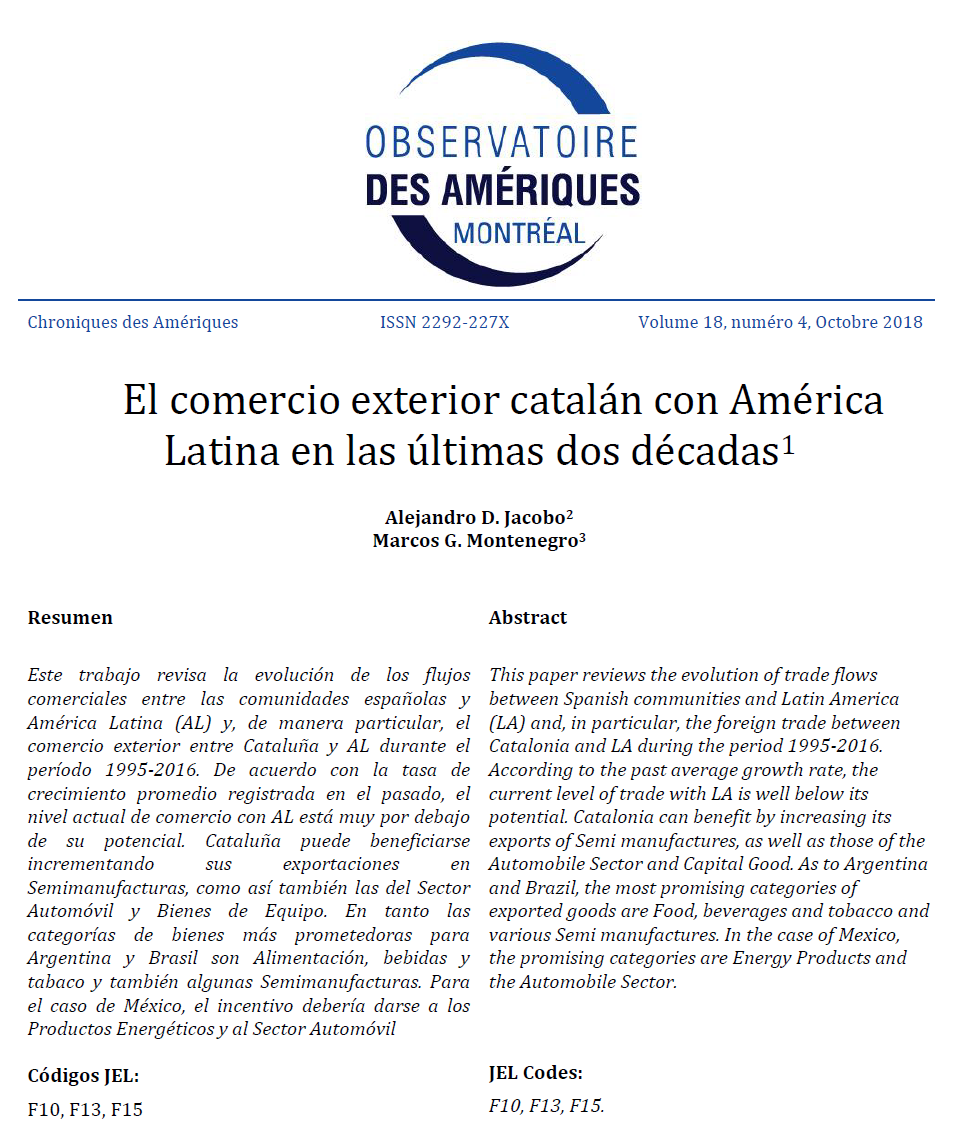 El comercio exterior catalán con América Latina en las últimas dos décadas