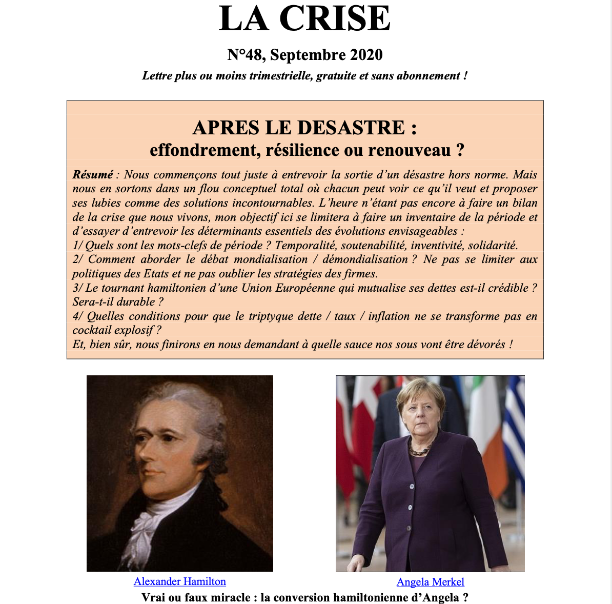 Après le désastre : effondrement, résilience ou renouveau ?