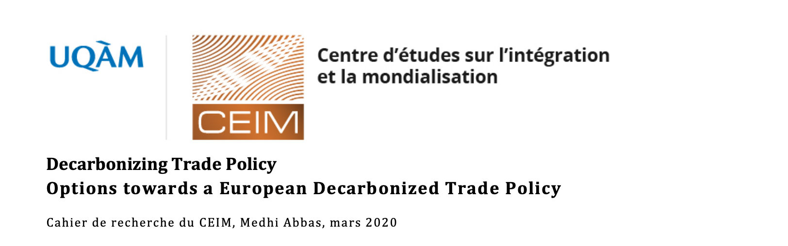 Decarbonizing Trade Policy Options towards a European Decarbonized Trade Policy