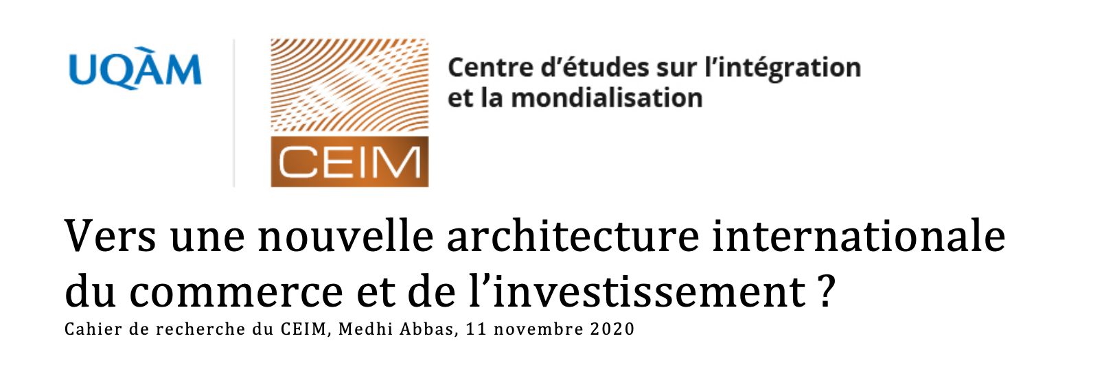  Vers une nouvelle architecture internationale du commerce et de l'investissement ?
