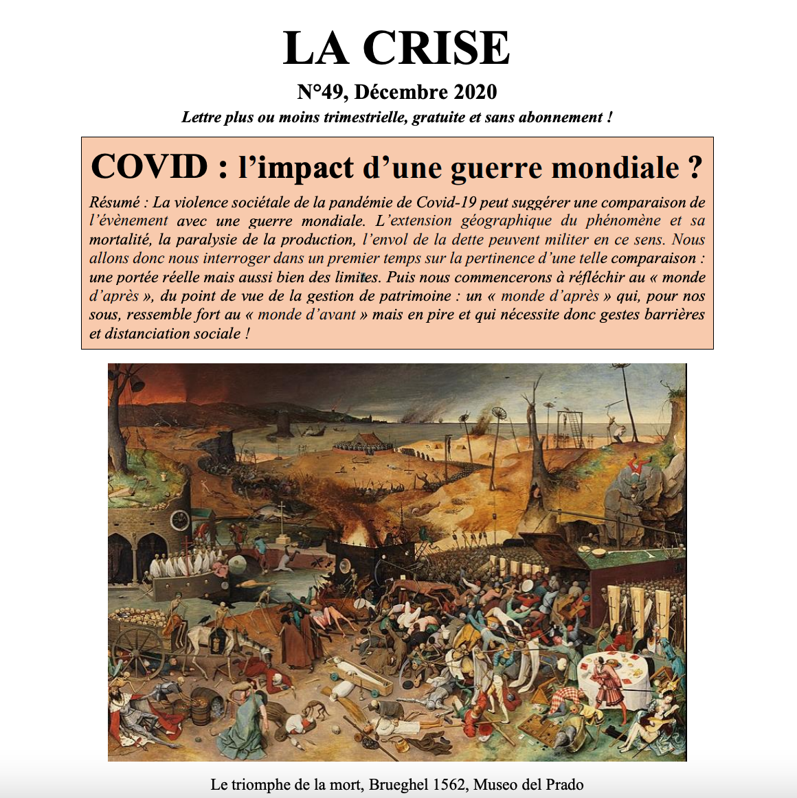 COVID : l'impact d'une guerre mondiale ?