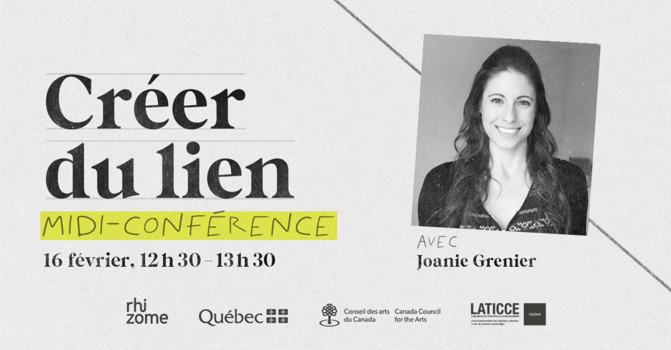 Créer du lien — Midi-conférence avec Joanie Grenier