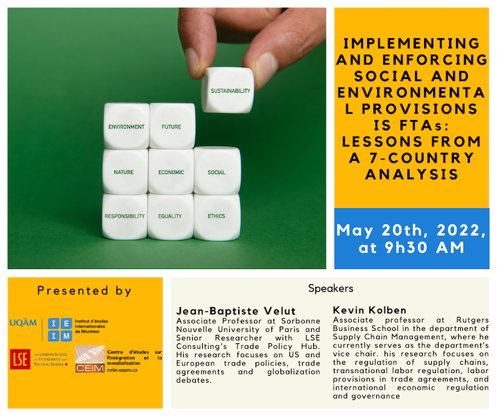 Implementing and enforcing social and environmental provisions in FTAs : Lessons from a 7-country analysis