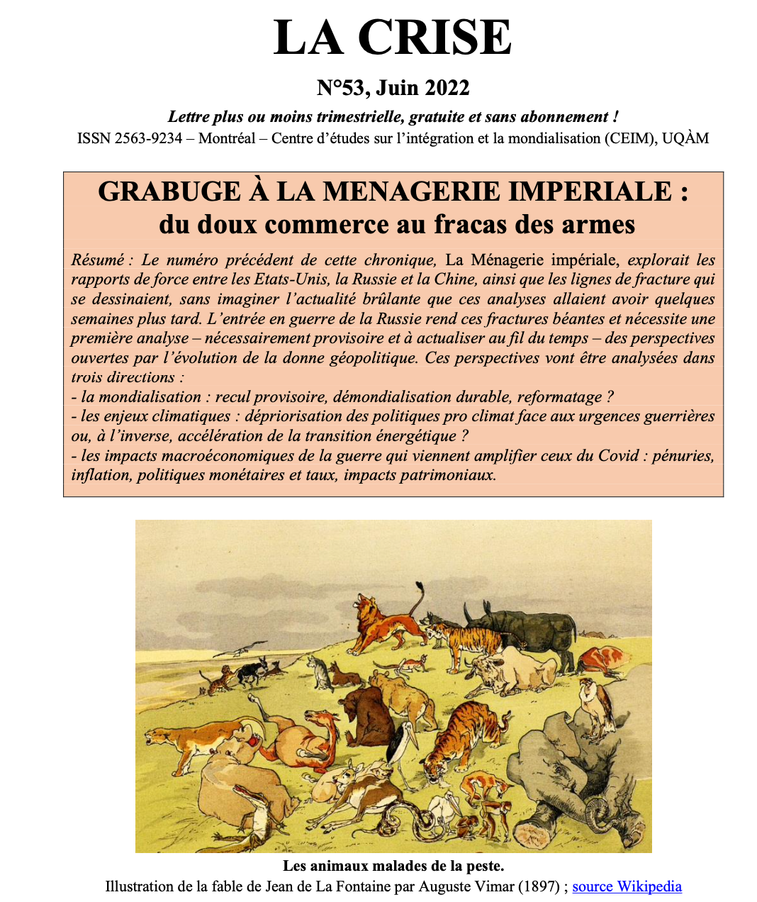 GRABUGE À LA MENAGERIE IMPERIALE : du doux commerce au fracas des armes
