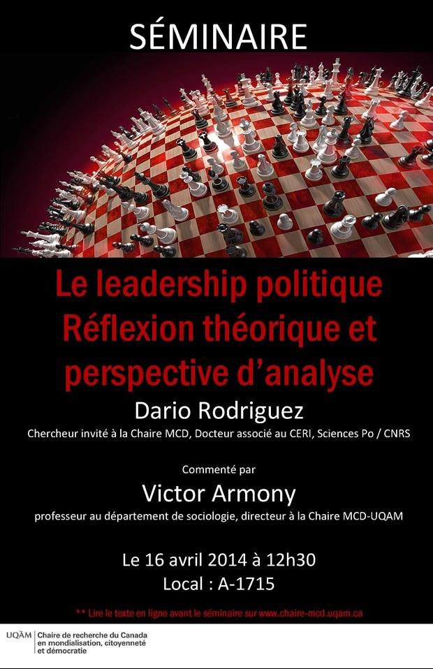 Le leadership politique. Réflexion théorique et perspective d'analyse