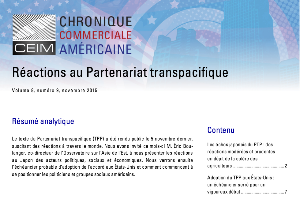 Réactions au Partenariat trans-pacifique