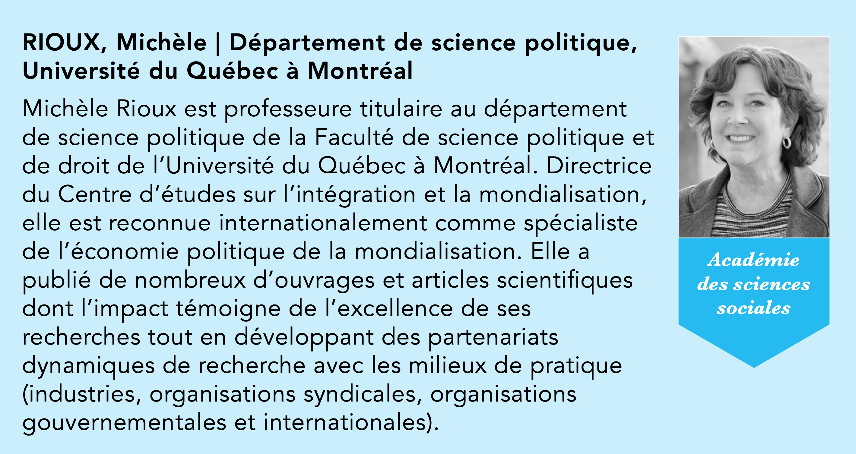 Félicitations à la professeure Michèle Rioux ! Nouvelle membre de la SRC : Société Royale du Canada 