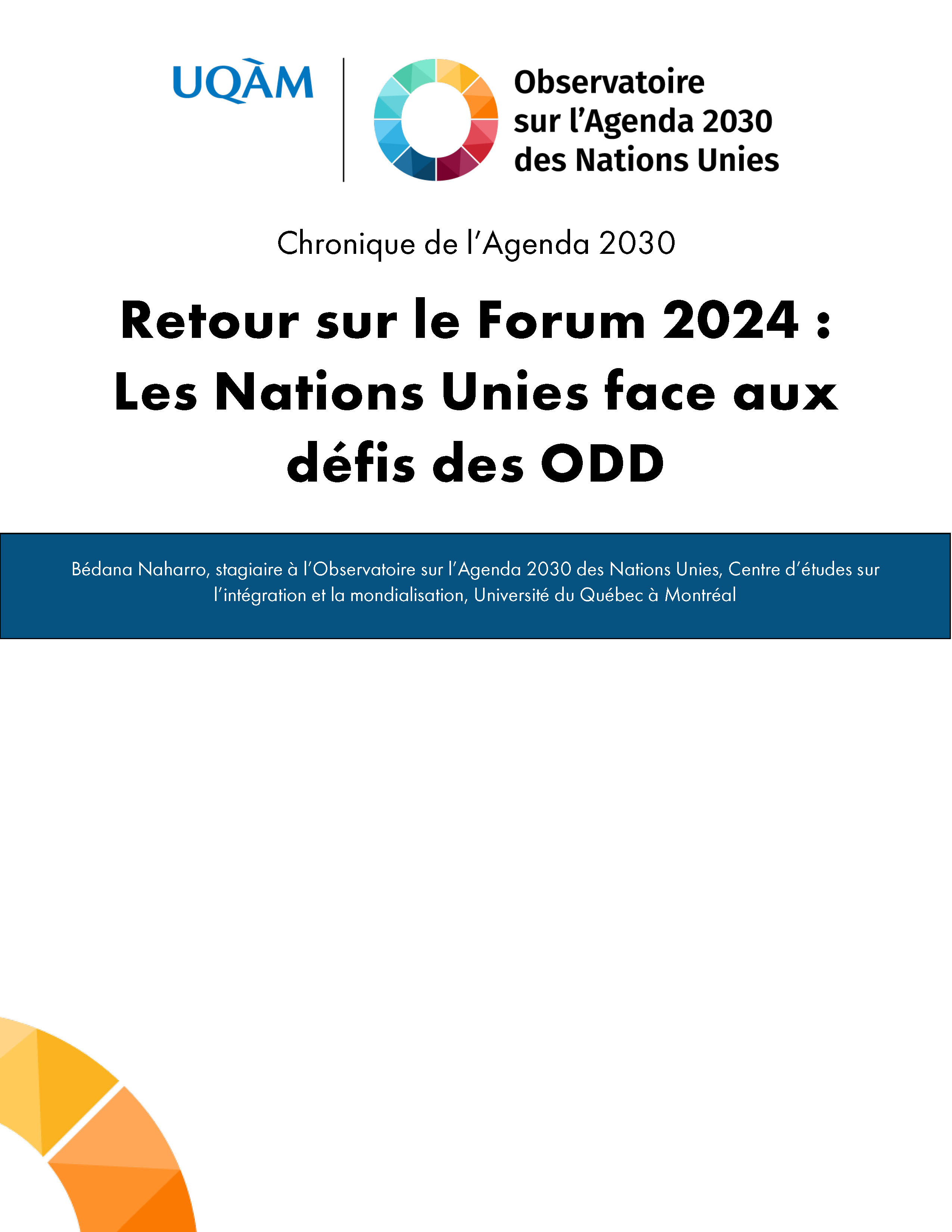 Retour sur le Forum 2024 : Les Nations Unies face aux défis des ODD