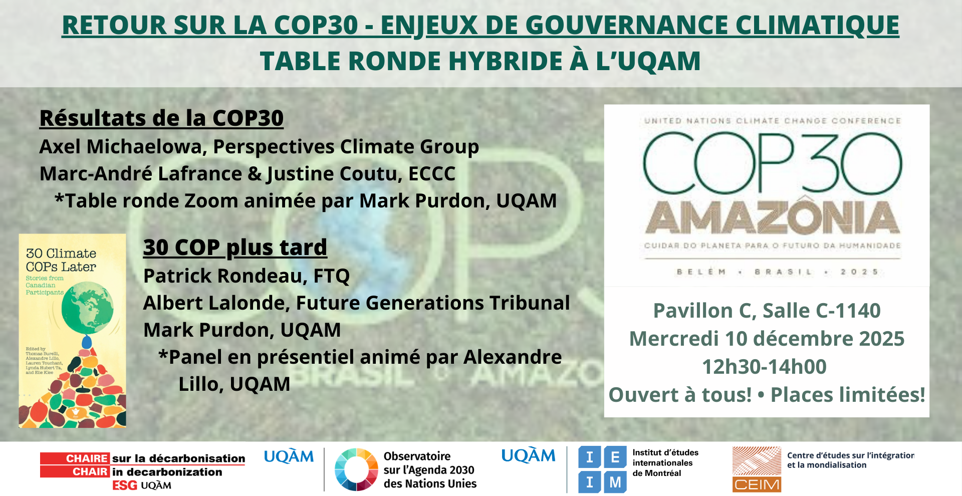 RETOUR SUR LA COP30 : ENJEUX DE GOUVERNANCE CLIMATIQUE