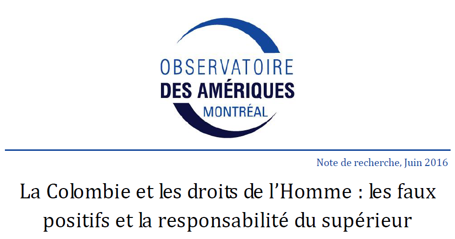 La Colombie et les droits de l'Homme : les faux positifs et la responsabilité du supérieur hiérarchique
