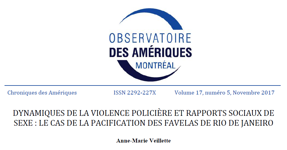 Dynamiques de la violence policière et rapports sociaux de sexe : le cas de la pacification des favelas de Rio de Janeiro