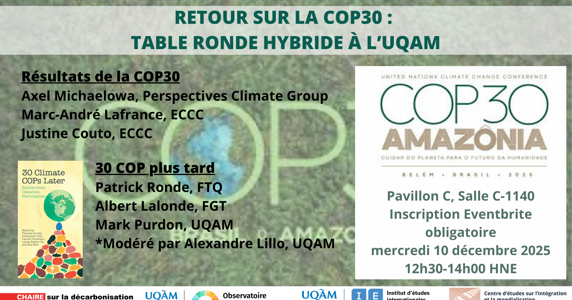 Retour sur la CoP30 : Table ronde hybride à l'UQAM
