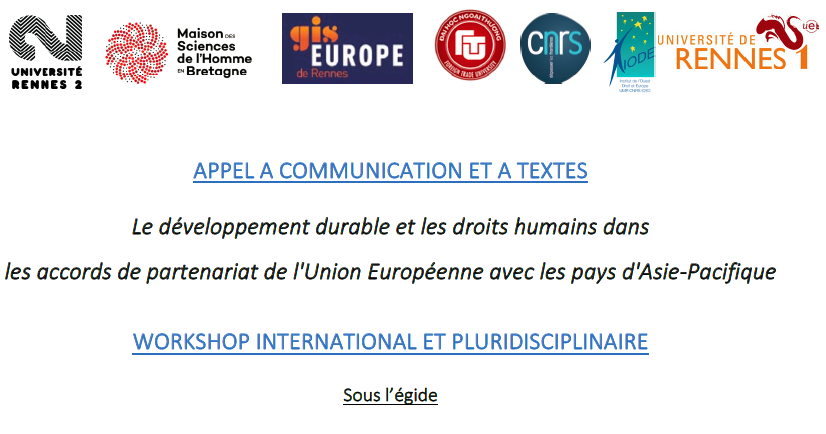Le développement durable et les droits humains dans les accords de partenariat de l'Union Européenne avec les pays d'Asie-­Pacifique