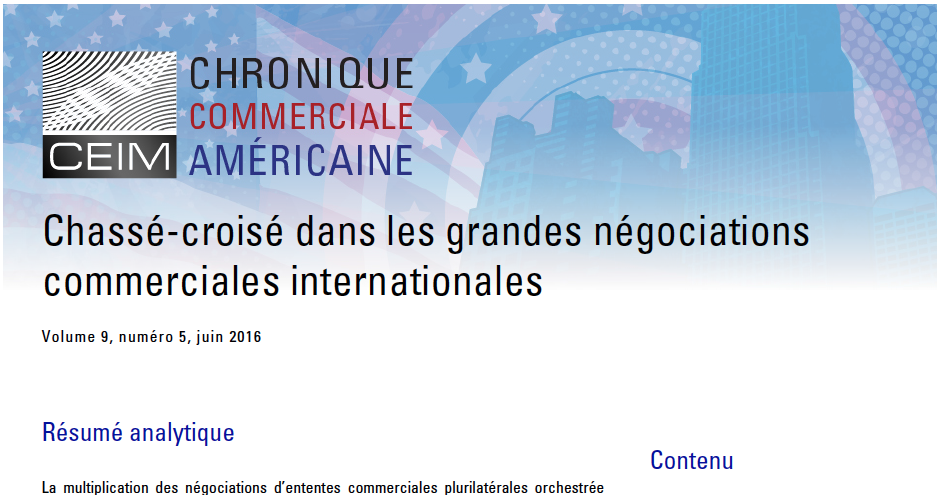 Chassé-croisé dans les grandes négociations commerciales internationales