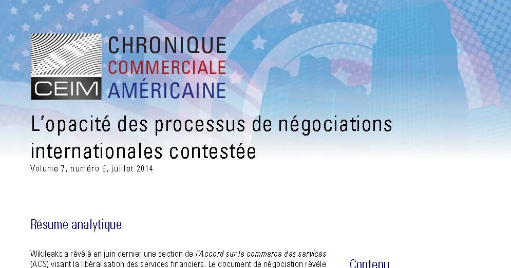L'opacité des processus de négociations internationales contestée