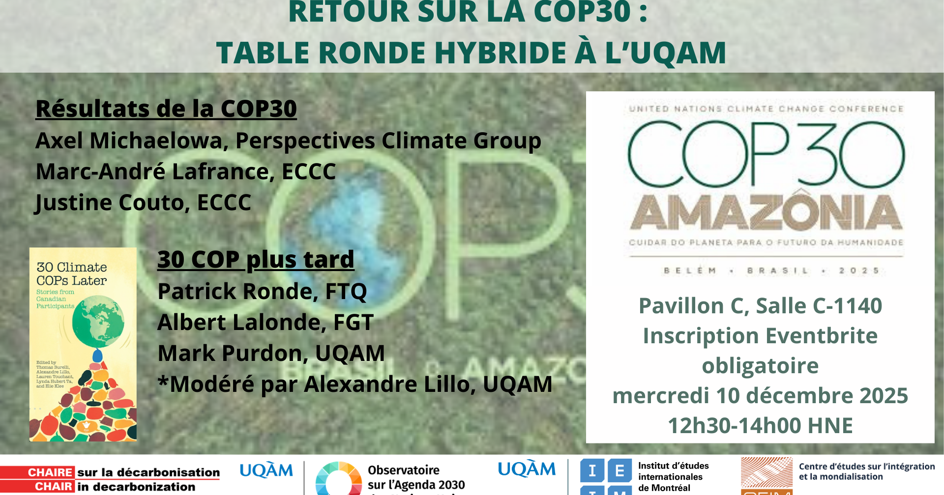 Retour sur la CoP30 : Table ronde hybride à l'UQAM