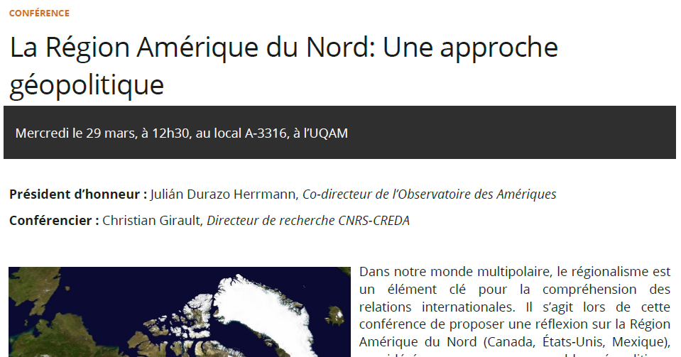 La Région Amérique du Nord : Une approche géopolitique
