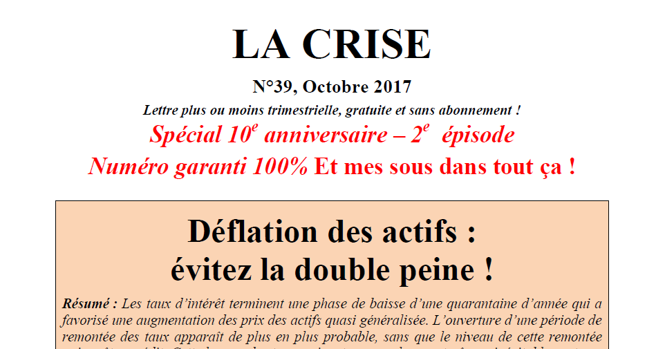 Déflation des actifs : évitez la double peine !