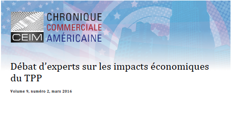 Débat d'experts sur les impacts économiques du TPP