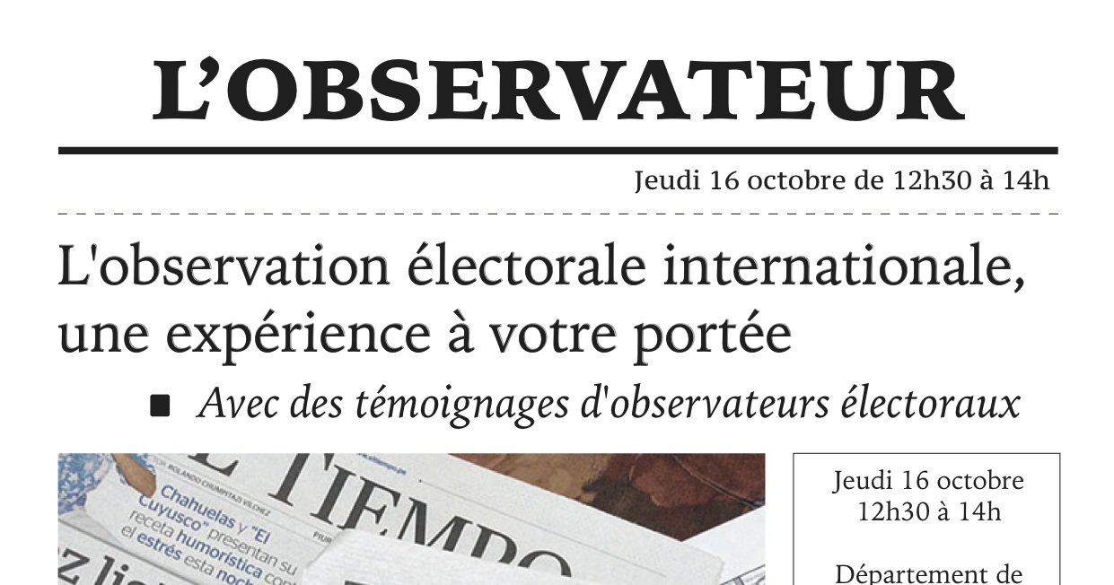 L'observation électorale internationale : Une expérience à votre portée !