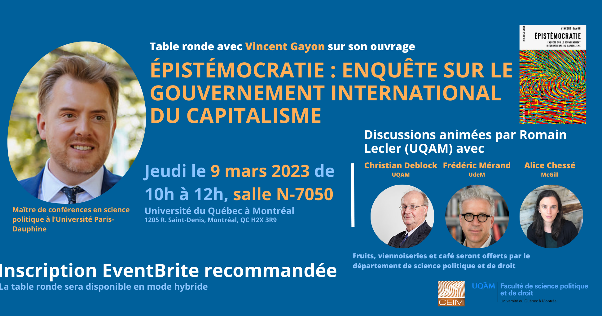 Table Ronde avec Vincent Gayon sur son ouvrage “Épistémocratie : enquête sur le gouvernement international du capitalisme”