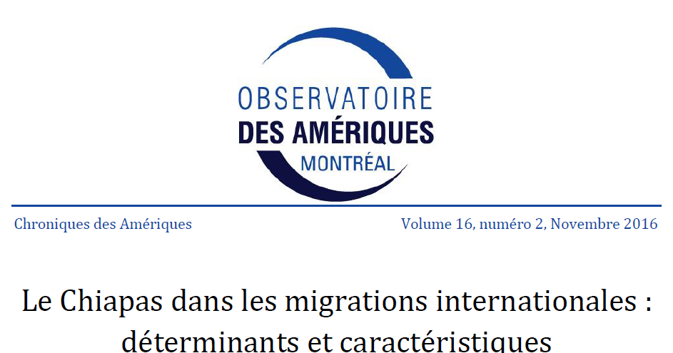 Le Chiapas dans les migrations internationales : déterminants et caractéristiques
