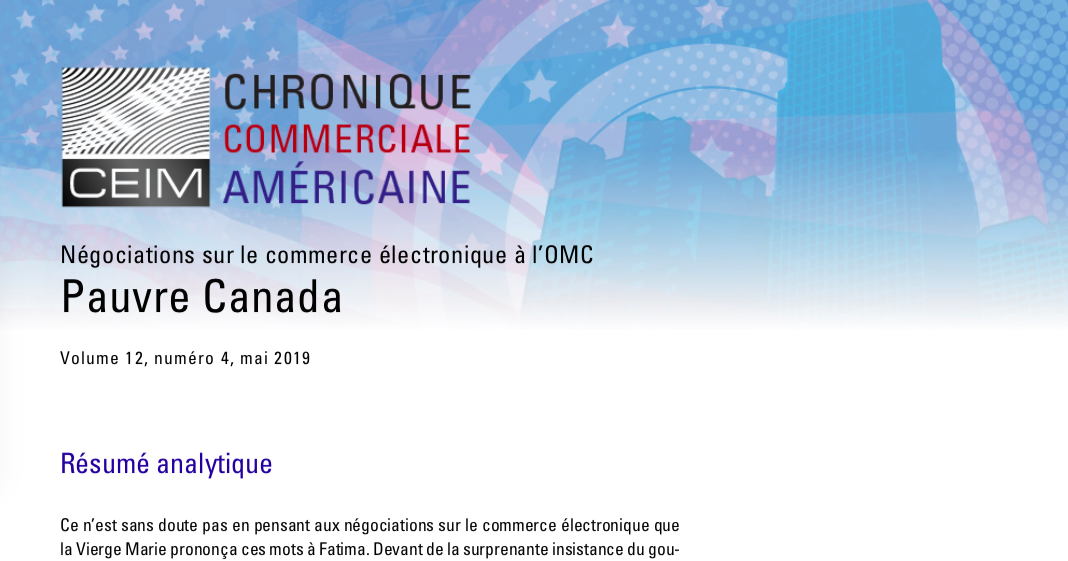 Négociations sur le commerce électronique à l'OMC : Pauvre Canada