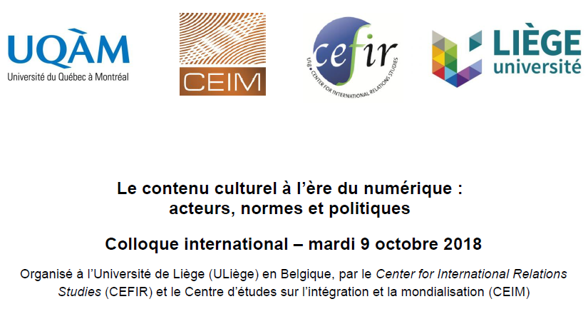 Le contenu culturel à l'ère du numérique : acteurs, normes et politiques